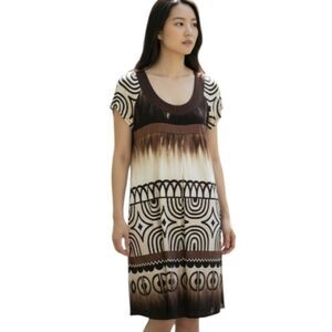 SCARLETT BROWN & CREAM DRESS SZ.6 EUC